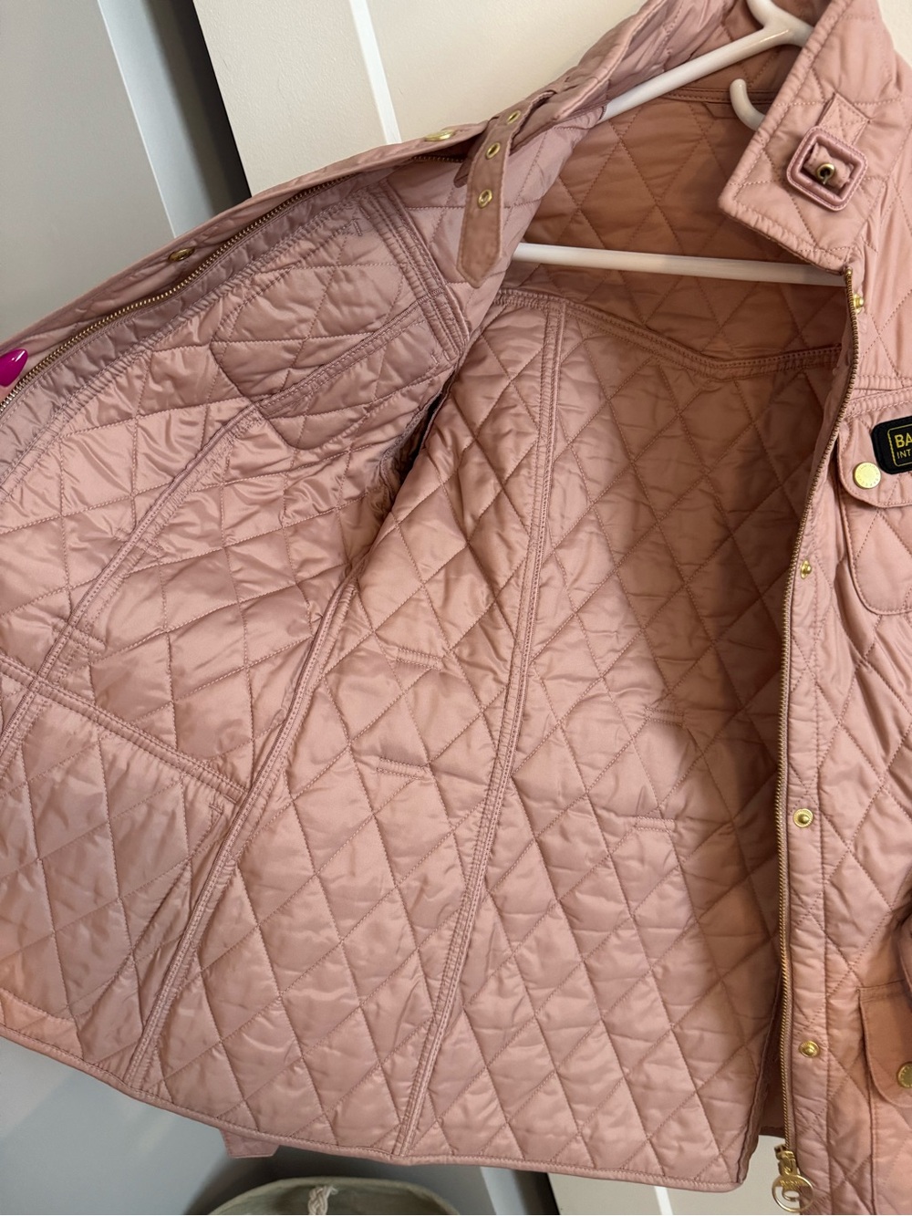 Barbour Quilted Belted Utility Jacket in Rose Taupe - Picture 12 of 14